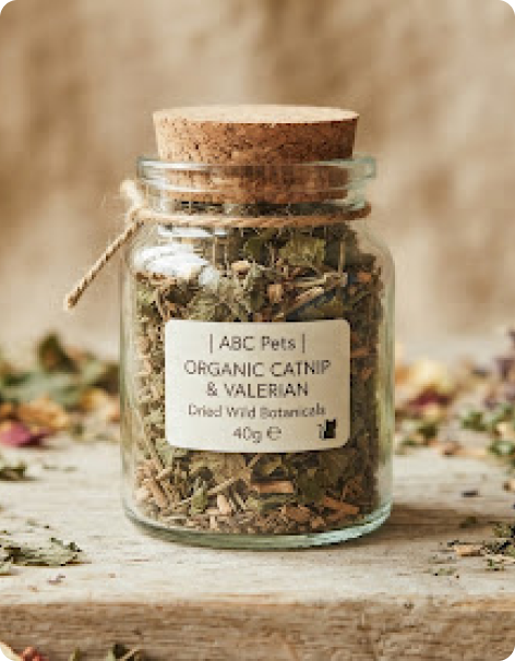 Glass jar of dried catnip buds